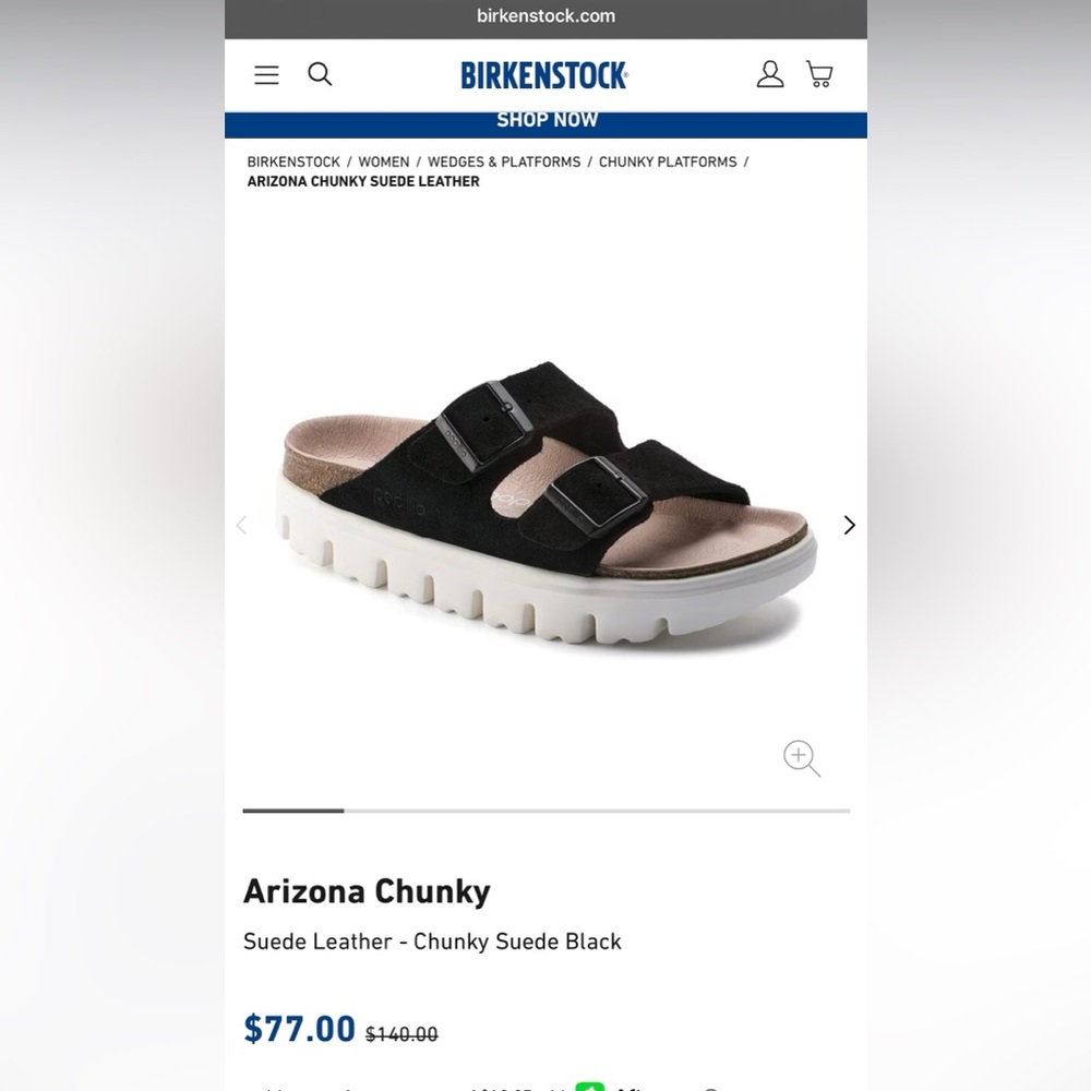 Birkenstock Arizona Chunky Black Suede Leather Slippers